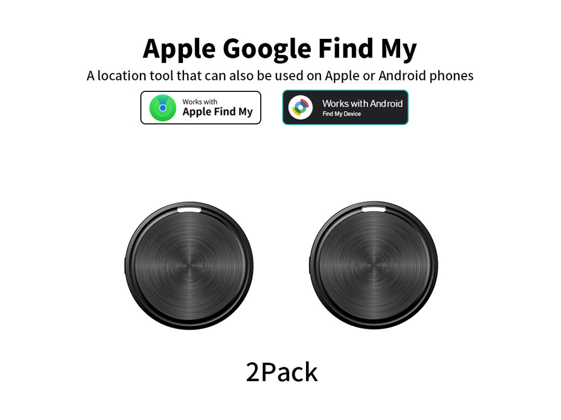 Llave de sistema dual para Android e iOS y rastreador de equipaje (universal para iOS y Android, paquete de 2, color negro)