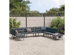 Vidaxl 7 Pcs Bancos De Jardim Com Almofadões Aço Revestido A Pó Preto