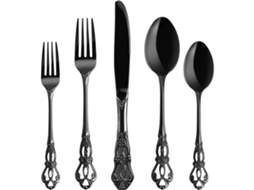 Jantar 4 Peças Estilo Retro 18/10 Aço Inoxidável Design Real Preto