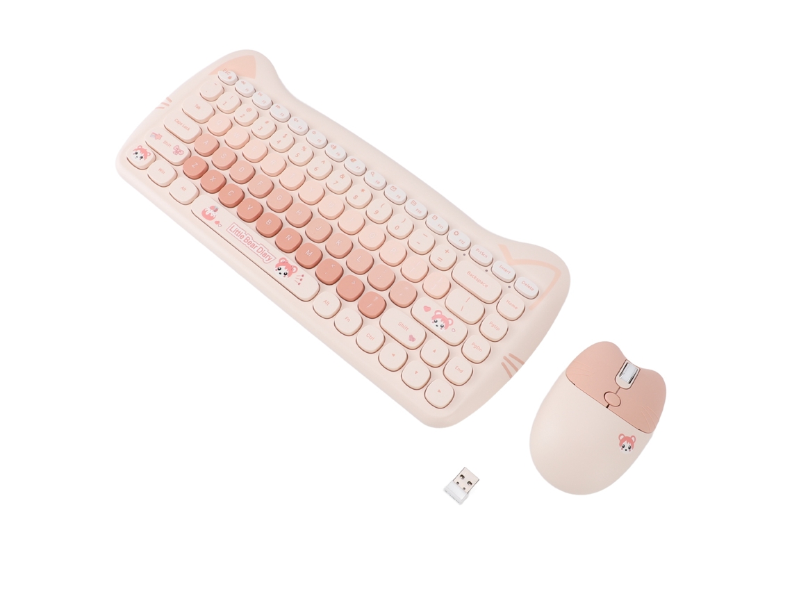 Conjunto Teclado e Mouse Sem Fio 2.4g 84 Teclas com Acabamento Fosco Cor Vibrante