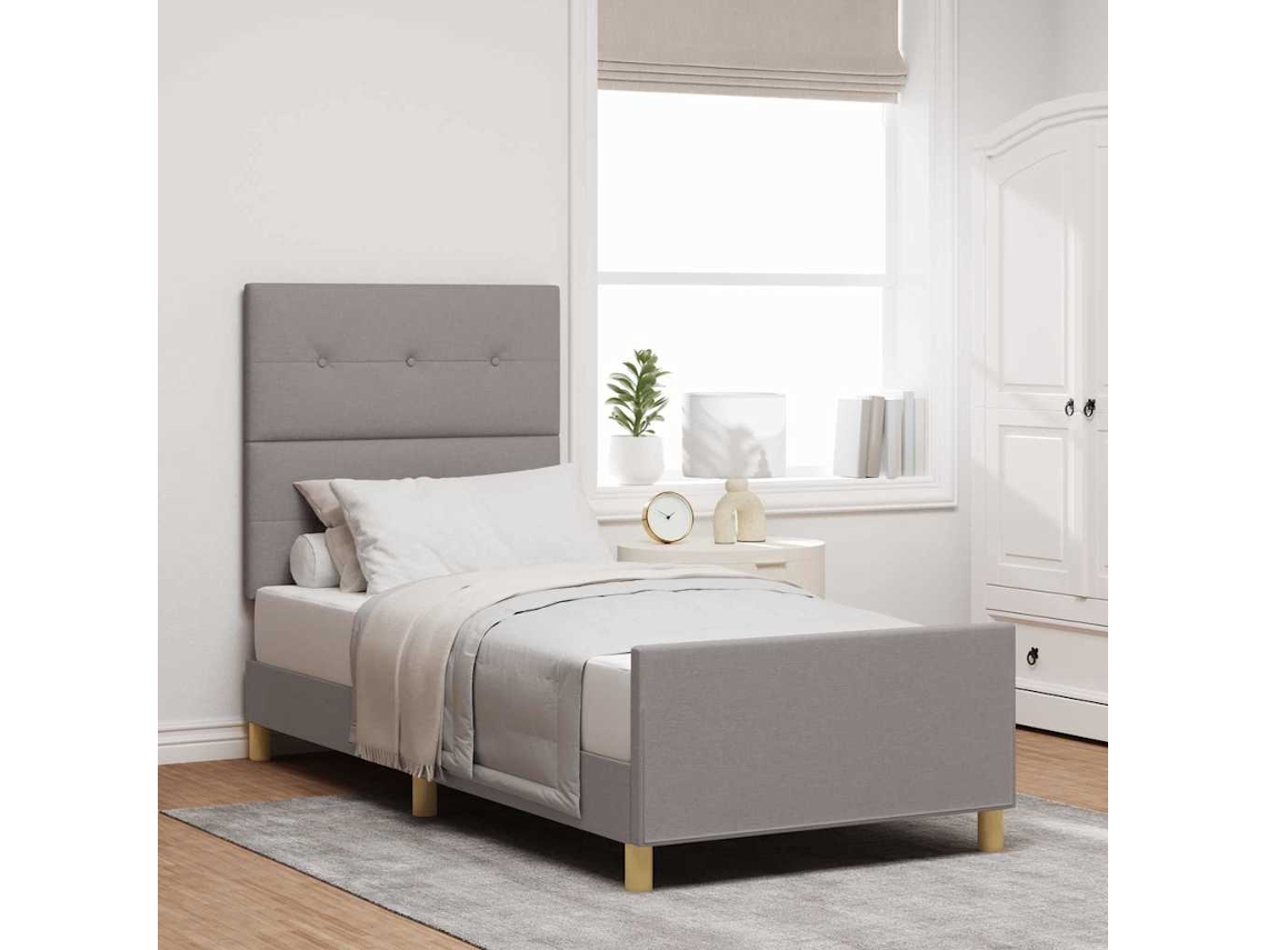 Vidaxl Estrutura Da Cama Cinzento-acastanhado 90 X 200 Cm Tecido