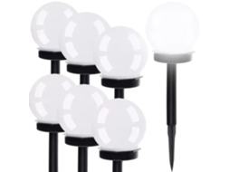 Conjunto De Bolas Solares De Jardim Com 6 Luzes Led Branco Frio