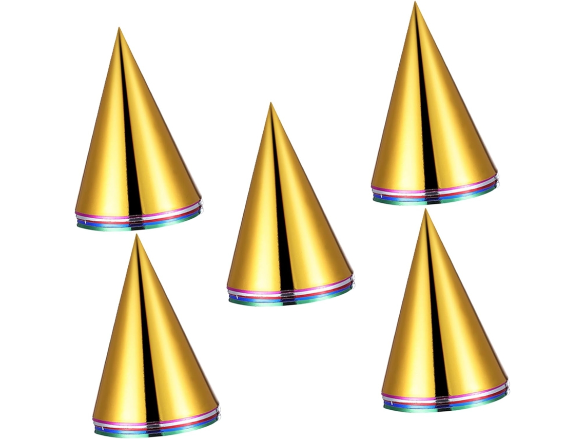 Conjunto De 30 Chapéus De Festa Em Formato De Cone, Multicoloridos E Metálicos, Com Elástico.