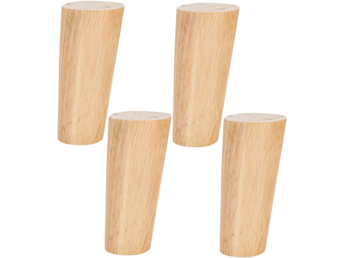 Pés De Madeira Para Móveis Nuobesty, Suportes Para Sofás E Armários, Formato De Pãozinho, 12cm, Cor Carvalho, Pacote Com