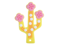 Mali chupeta em Silicone para Bebê Forma de Planta Brinquedo Morder Amarelo