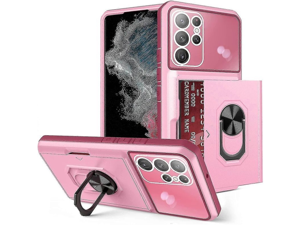 Yuru capa para Samsung Galaxy S23 Ultra/s23+/s23 com Slot Cartão, Anel Giratório Magnético e Suporte Rosa