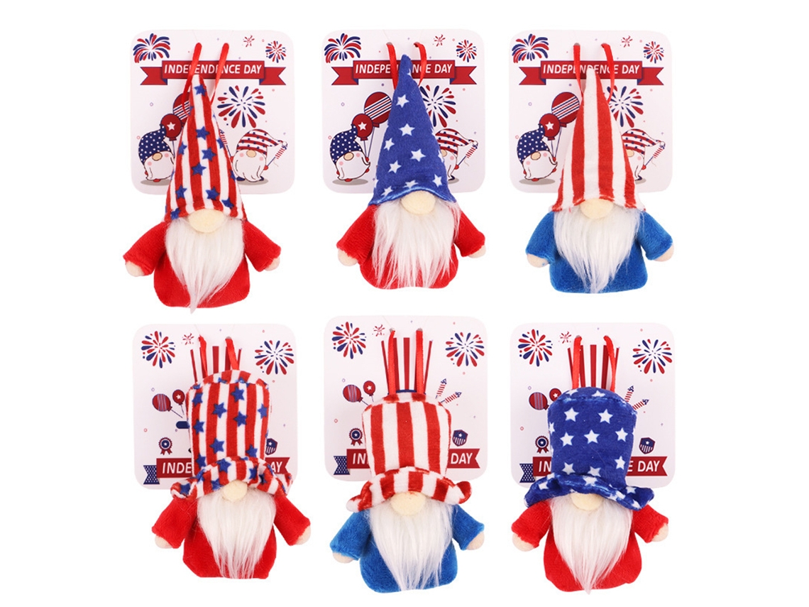 6 Peças Pingentes Decorativos Gnome Dia da Independência | S/MARCA