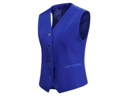 Colete Slim Feminino Com Recorte 3d E Gola V - Ideal Para Trabalho E Ocasiões Casuais Azul