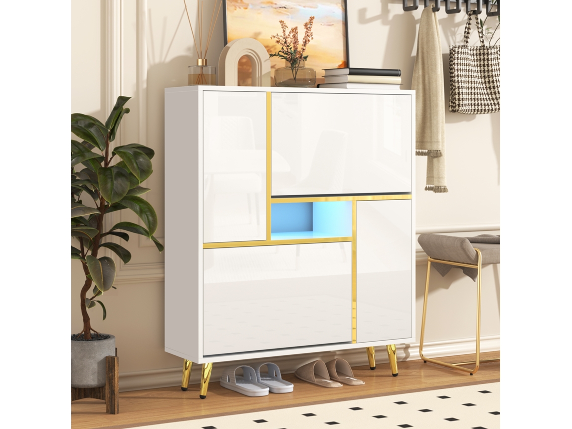 Aparador Multifunção 208x39,5x80cm Com 4 Portas E 2 Gavetas, Móvel Robusto Para Cozinha, Sala De Jantar E Arrumação Doméstica