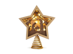 Enfeite De Natal De Madeira Dourada, 25,4 X 21,5 Cm Olysi Shop