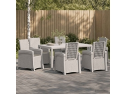 Vidaxl Conjunto De Jantar Para Jardim 7 Unid. Branco E Cinzento-claro
