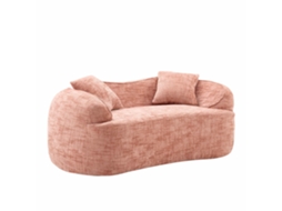 Sofá De 2 Lugares - Com Formato Curvo, Almofadas E Sem Montagem, Ideal Para Espaços Pequenos - Rosa