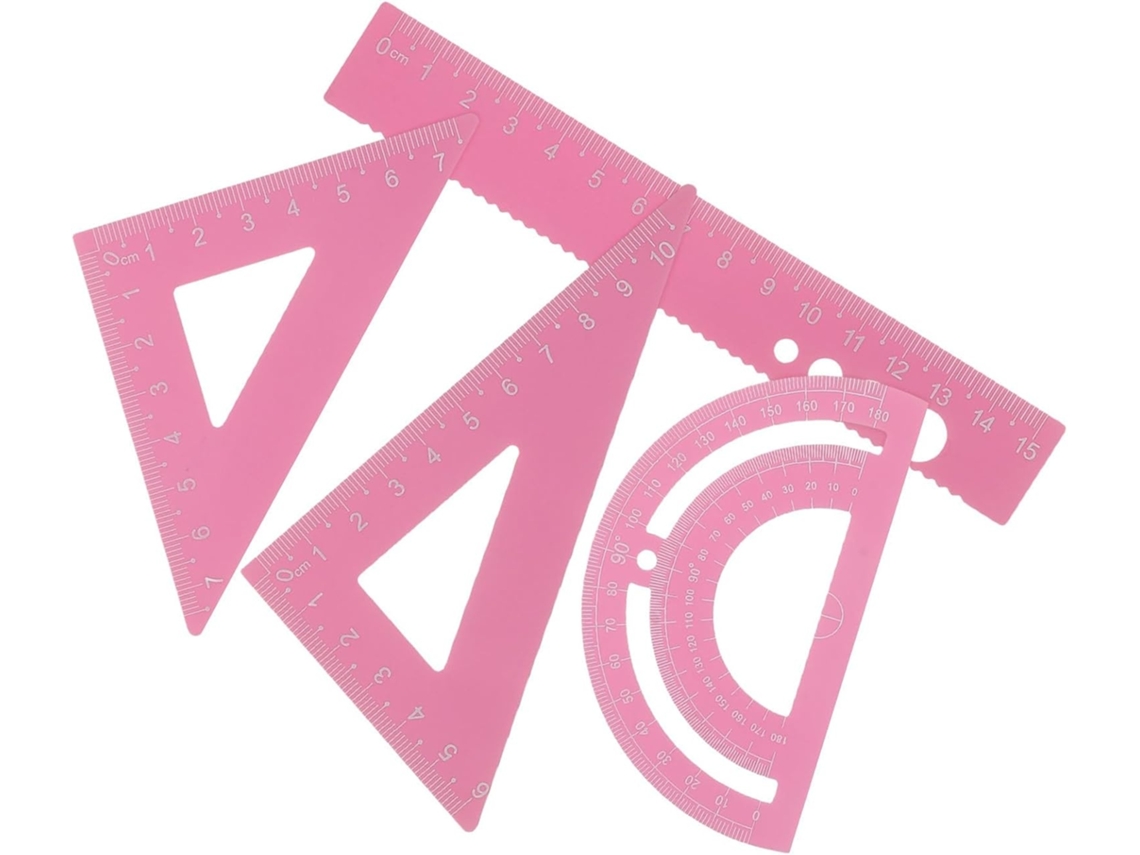 Lurelia Régua Antiderrapante Multifuncional Ergonómica Metal Rosa Para Desenho Técnico E Geometria