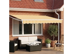 Vidaxl Toldo Retrátil Amarelo E Branco 3,5 X 2 M Poliéster E Metal