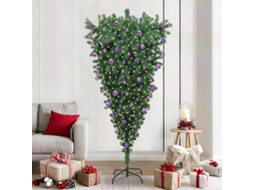 Vidaxl Árvore De Natal Artificial Pré-iluminada De Cabeça Para Baixo Com Conjunto De Bolas