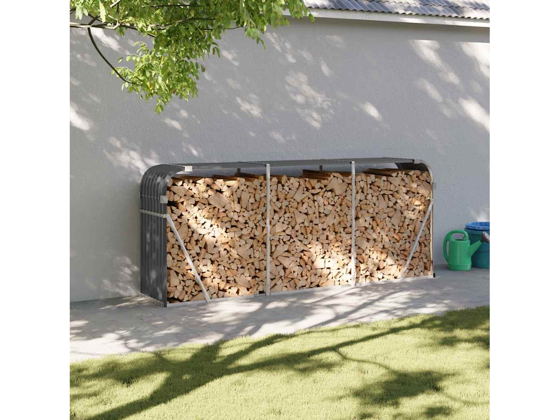 Vidaxl Suporte Para Lenha 234x45x100 Cm Antracite Aço Galvanizado