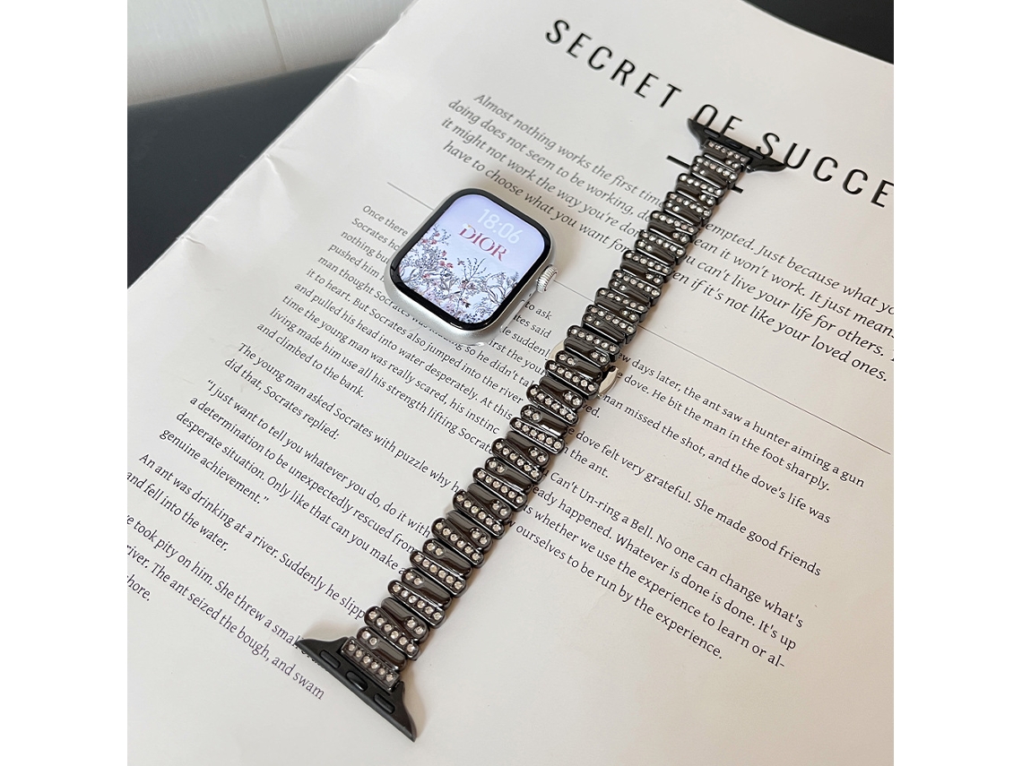 Pulseira de relógio Borboleta irregular em metal com diamantes, compatível com Apple S10 Ultra, Huawei Watch 54 e Xiaomi.