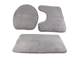 Conjunto 3 tapetes banheiro macio absorvente capa Vasco sanitário tapete pé PVC cinto elástico cinza