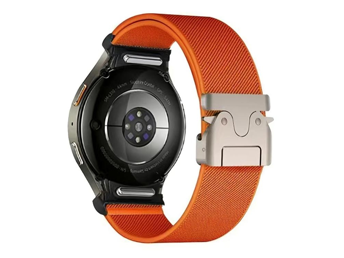 Bracelete Para Samsung Galaxy Watch 7/6/5/4 - Nylon Elástico - Botão Pressão E Fivela Paraquedas - Laranja