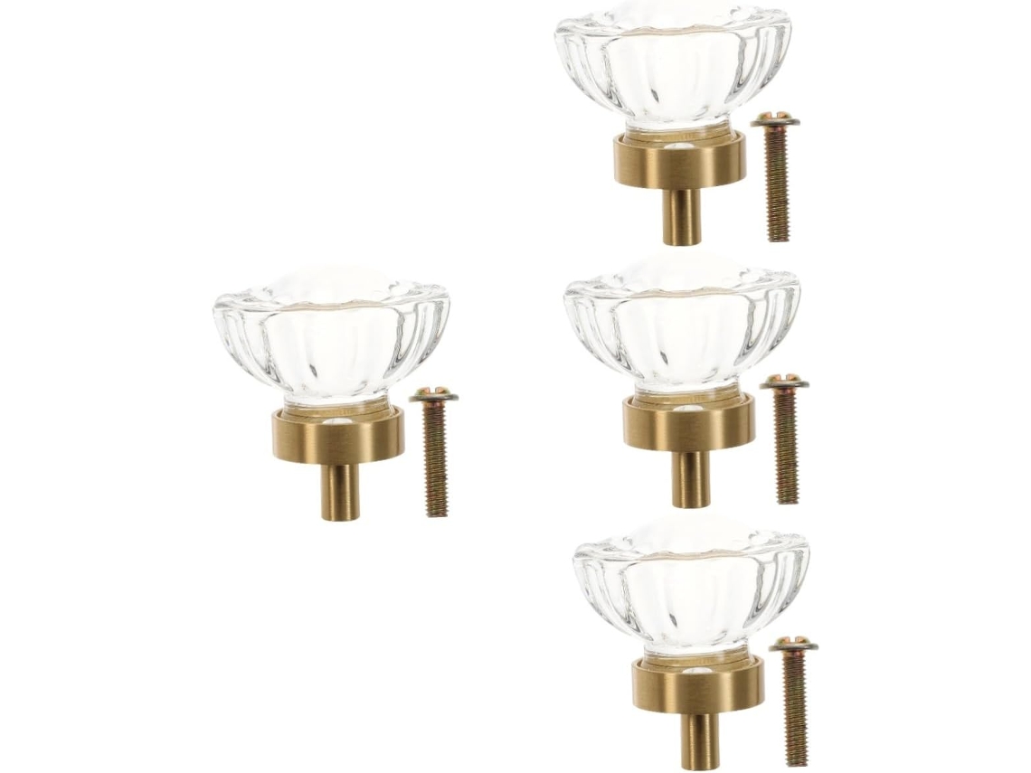 Wooneky Conjunto De 4-puxadores Cristal Para Cômoda, Armário E Puxadores Florais Em Estilo Moderno Para Decoração De