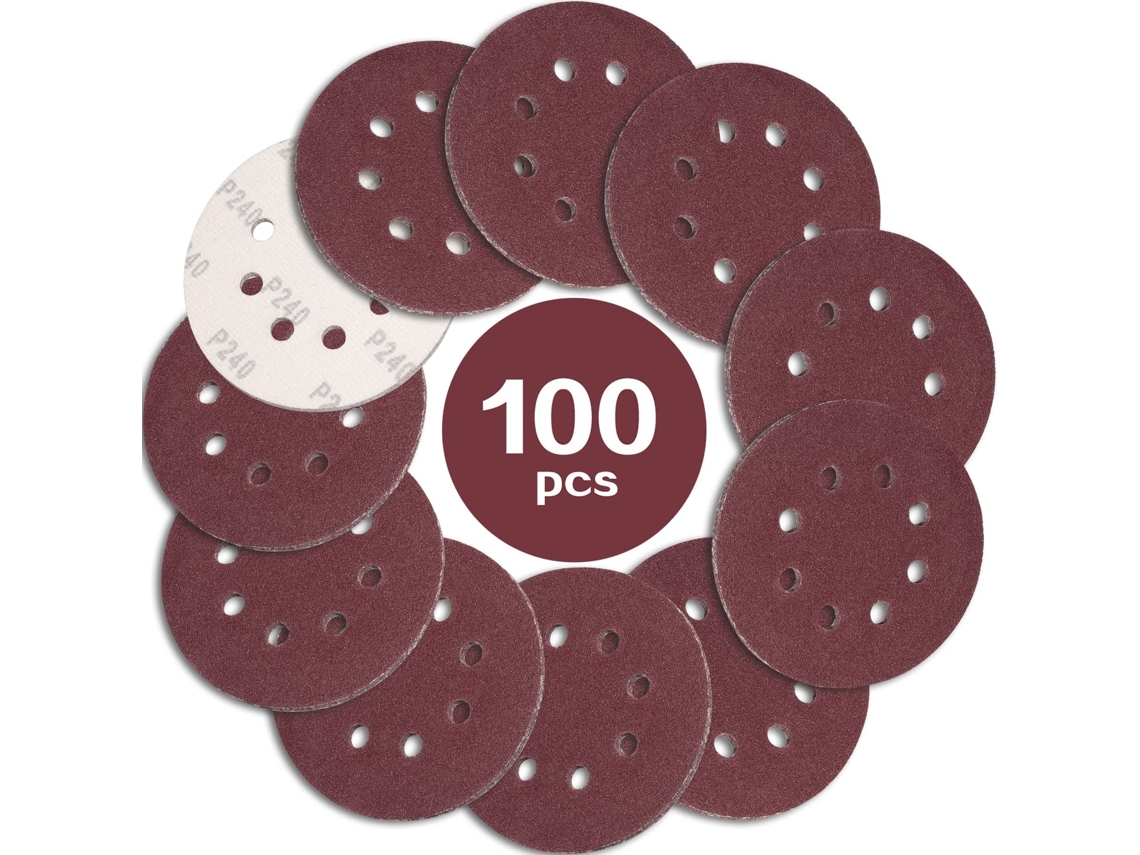 Lixa 100, 125 Mm, Grão 240, 8 Furos, Ideal Para Lixar E Polir Com Lixadeira Excêntrica. Slowmoose