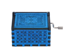 Caixa de Música Retro Madeira Bonita Decoração Lar Azul