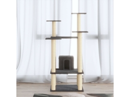 Vidaxl Árvore P/ Gatos C/ Postes Arranhadores Sisal 110cm Cinza-escuro