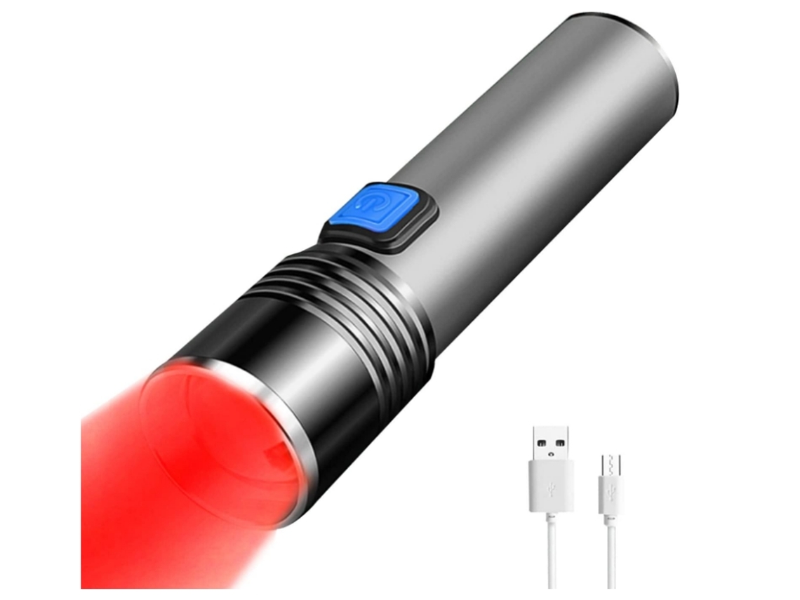 Lanterna Led de Luz Vermelha BISBISOUS Mini Luz Vermelha de Bolso 3 Modos de Observação Noturna com Zoom Astronomia Preto VIGA EUROPE