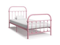 Vidaxl Estrutura De Cama 90x200 Cm Metal Rosa