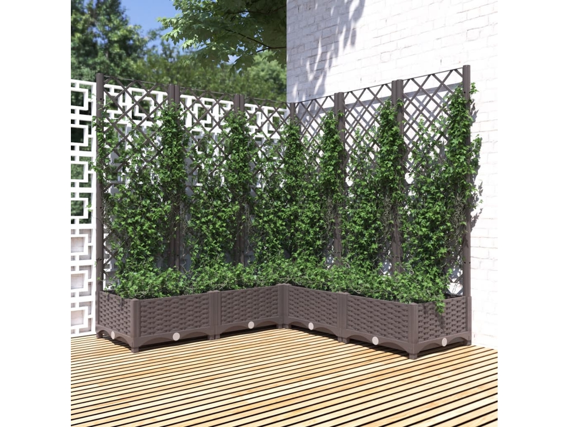 Vidaxl Vaso/floreira Jardim C/ Treliça 120x120x121,5 Cm Pp Castanho