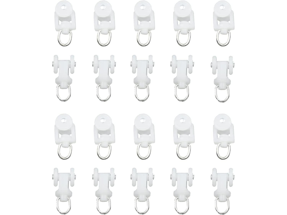Rebe rodillos de Riel de Cortina, Portadores Plegables para Cortinas Corrugadas, 20pcs Blancos 29mm