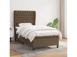 Cama Com Molas/colchão 100x200 Cm Tecido Castanho-escuro