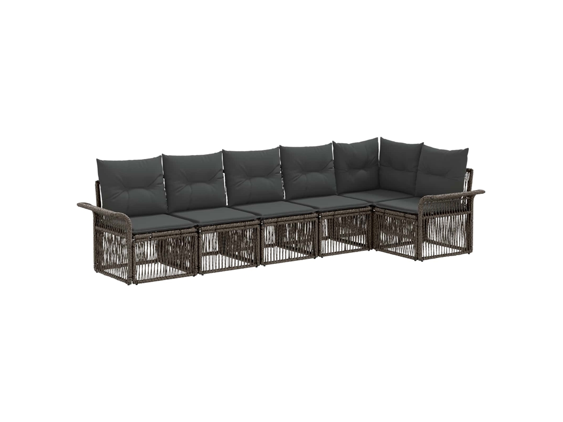 Vidaxl Conjunto De Sofá De Jardim 6 Pcs Cinzento Vime Pe