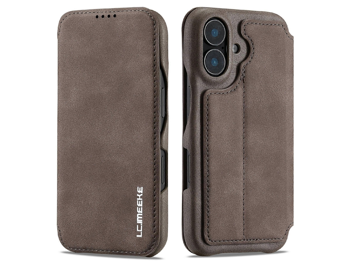 Capa De Couro Compatível Com Iphone 17, Com Suporte Para Cartão E Design Coffee