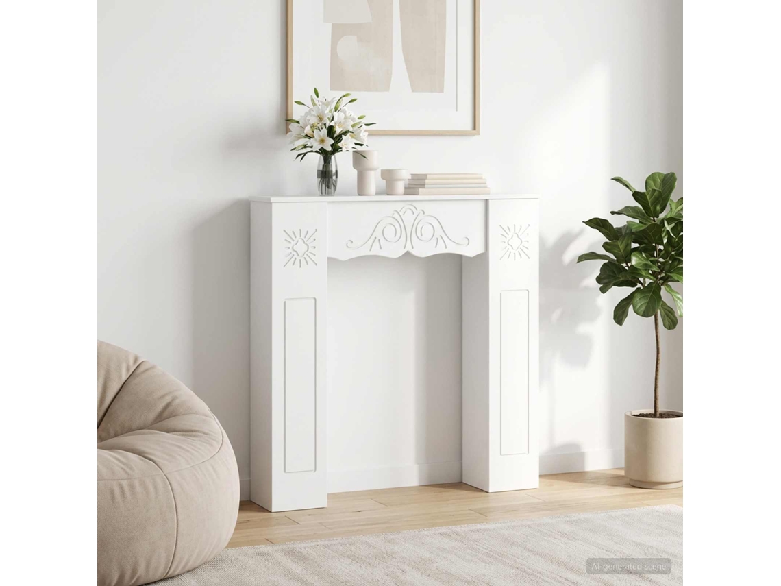 Vidaxl Moldura De Lareira Branco 102 X 20 X 102 Cm