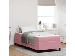 Vidaxl Estrutura da Cama com Colchão Rosa 90 X 200 Cm Tecido