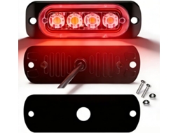 Luz De Sinalização 4 Leds, 12v–24v, Estroboscópica Âmbar, Vermelha E Branca, Lâmpada De Sinalização Emergência Em