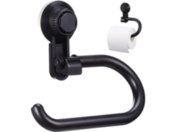 Suporte De Papel Higiênico De Parede Com Armazenamento Prático Em Abs Preto E Ventosa.