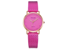 Relógio de Pulso Feminino Yolako Quartzo com Pulseira de Plástico Rosa Intenso