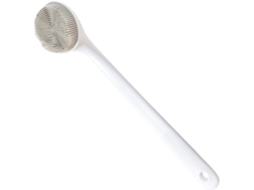 Escova De Silicone Branca Para Adultos, Com Superfície Lisa E Orifício Para Pendurar.