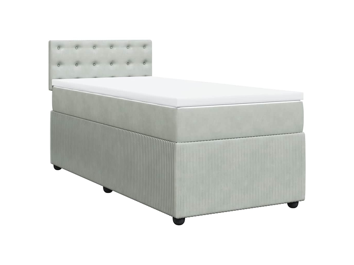 Cama com Molas/colchão 90x200 Cm Veludo Cinza claro MAISON EXCLUSIVE