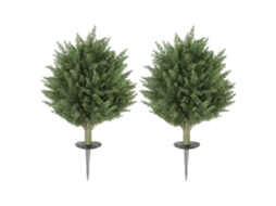 Conjunto De 2 Plantas Artificiais, Cipreste Vegetal Artificial Resistente Aos Raios Uv Com 387 Folhas E Espiga No Solo, Ø40 X 60h Cm, Verde