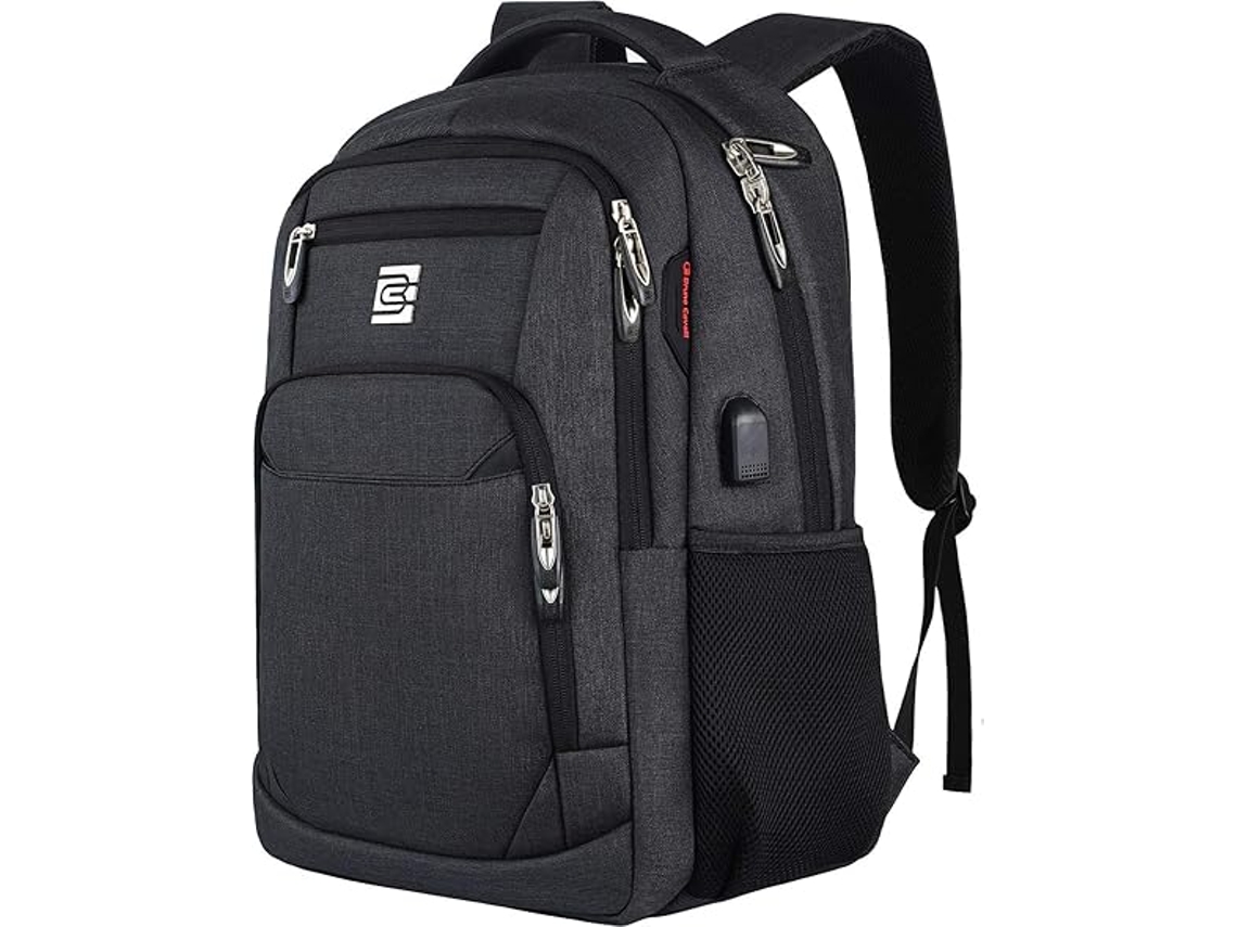 Mochila para laptop com carregamento USB e porta para fone de ouvido, mochila antirroubo para laptop empresarial com alça de ombro acolchoada e respirável, Beijiyi