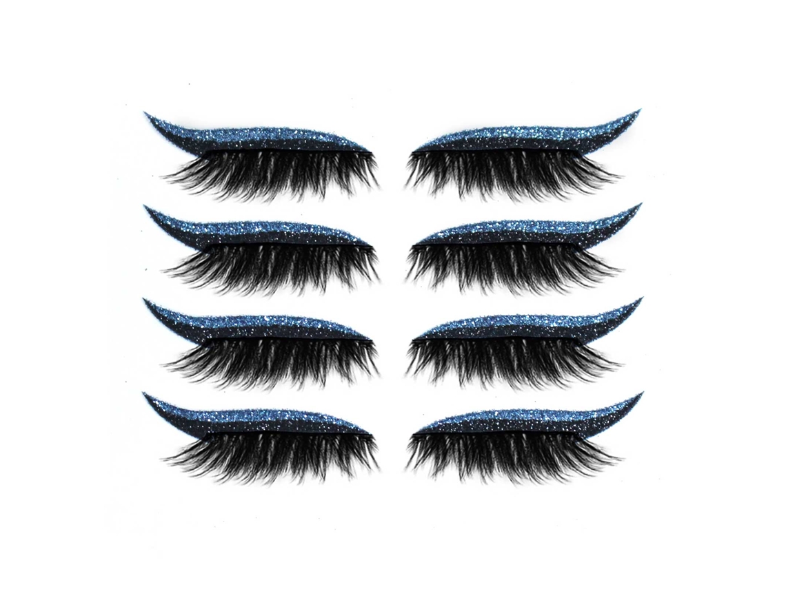 4 Pares De Patch De Cílios E Eyeliner Reutilizável À Prova D'água Com Múltiplas Cores