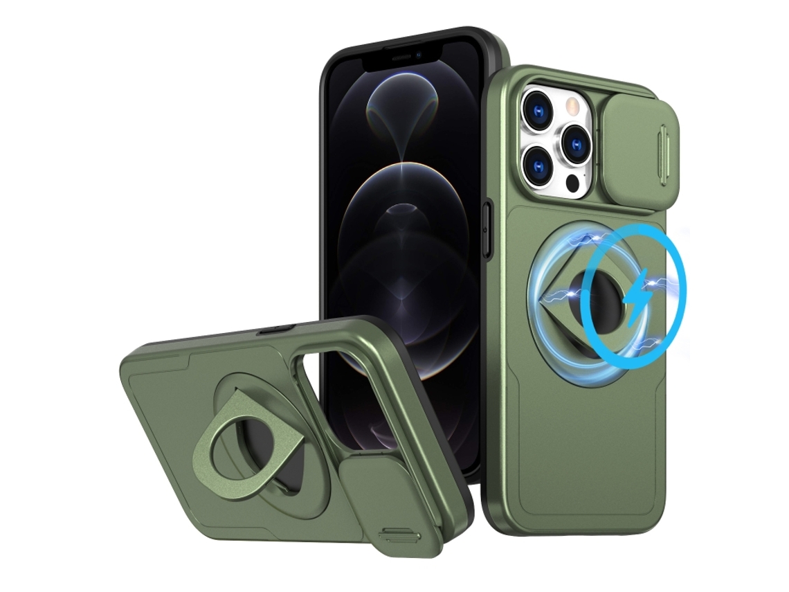 Capa Zruxe Compativel Com Iphone 12 Pro (camshield - Magsafe - Ring Holder - Armor - Verde Oliva)