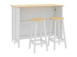 Carrinho De Cozinha Îlot De Cuisine Avec 2 Tabourets Plan De Travail Rabattable 2 Armários Avec 4 Portas Design Moderne...