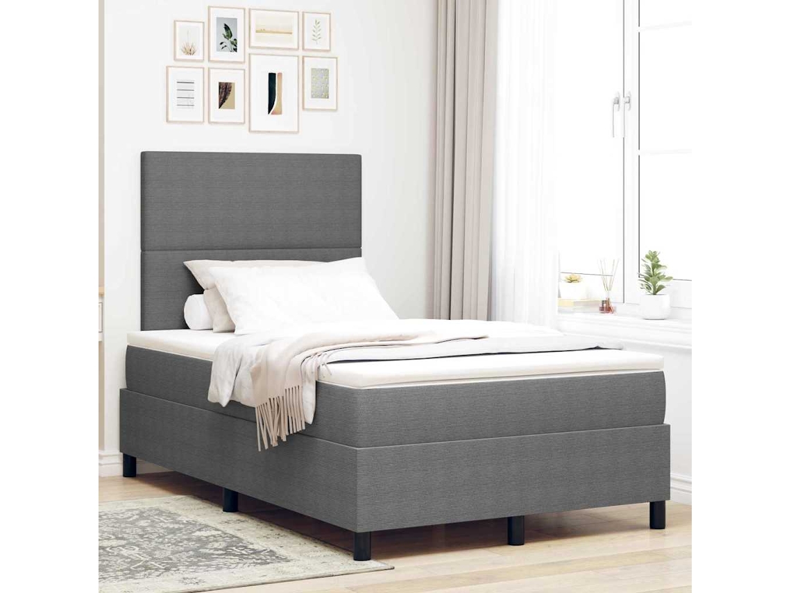 Vidaxl Cama Box com Cabeceira Cinza Claro e Branco 120 X 190 Cm