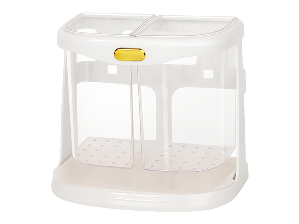Cubo De Escurrido De Palillos Montado Na Parede Com Dois Compartimentos Sem Furar Para Garfos E Colheres Branco