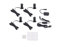 4pcs spotlights LED mini USB 5V regulável para vitrine joias decoração interior branco preto | S/MARCA