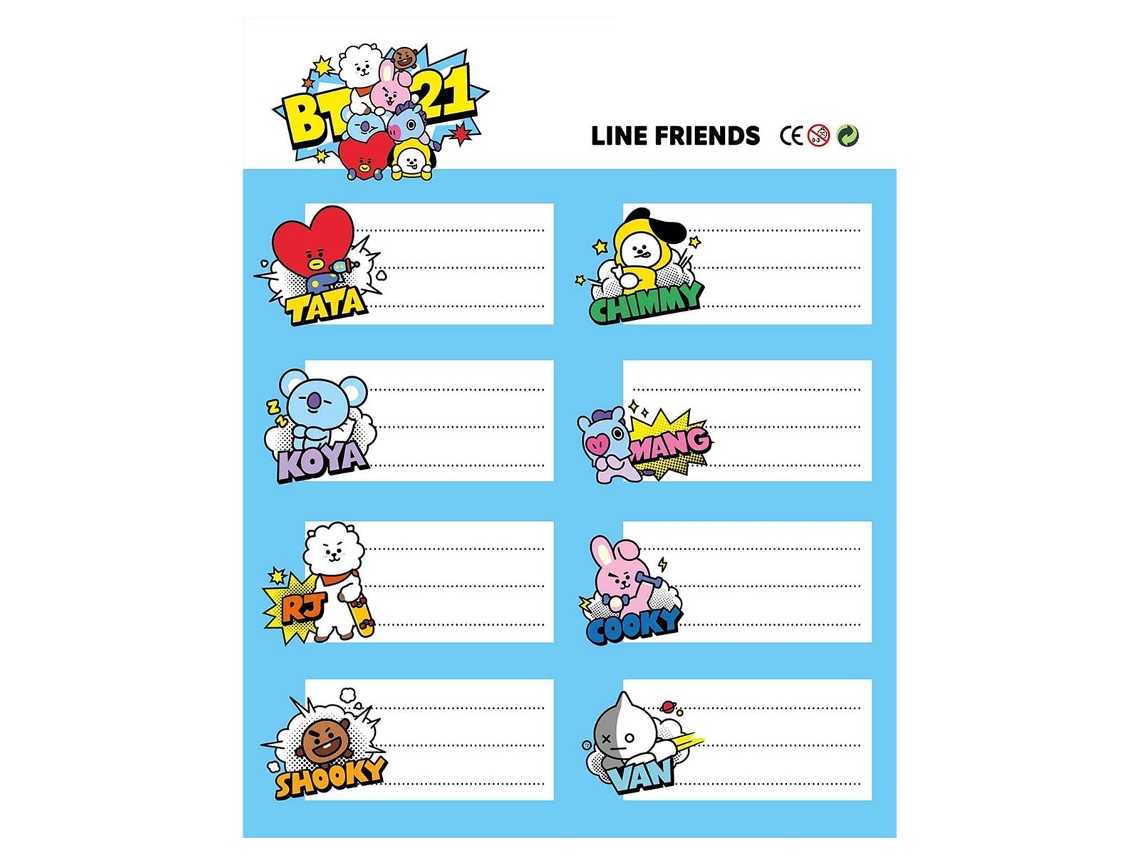 Conjunto De 16 Etiquetas Adesivas Com Motivos Tata E Chimmy Para Cadernos E Livros
